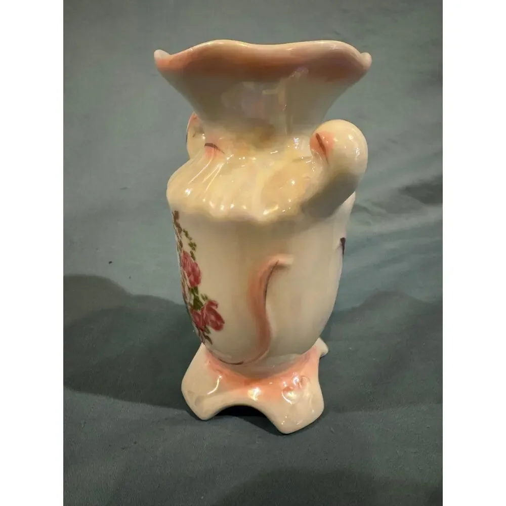 Vintage iridescent, porcelain floral vase
